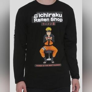Naruto ICHIRAKU RAMEN Shop Noodle Soup T-shirt M Black Long Sleeve Black